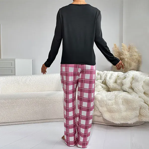 Cozy Heart and Plaid Women's Pajama Set