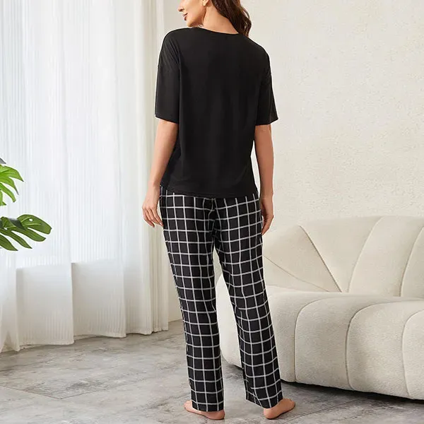 صورة مصغرة لـ Women's 6-Piece Grid Print Pajama & Lounge Set | Dorbe UAE