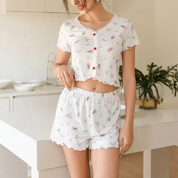 Floral Print Two-Piece Loungewear Set