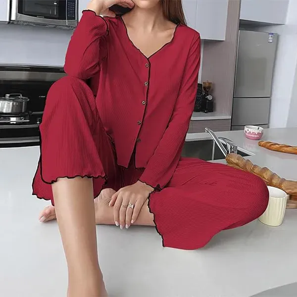 Thumbnail of Cozy Women's Button-Up Pajama Set | Long Sleeve Loungewear