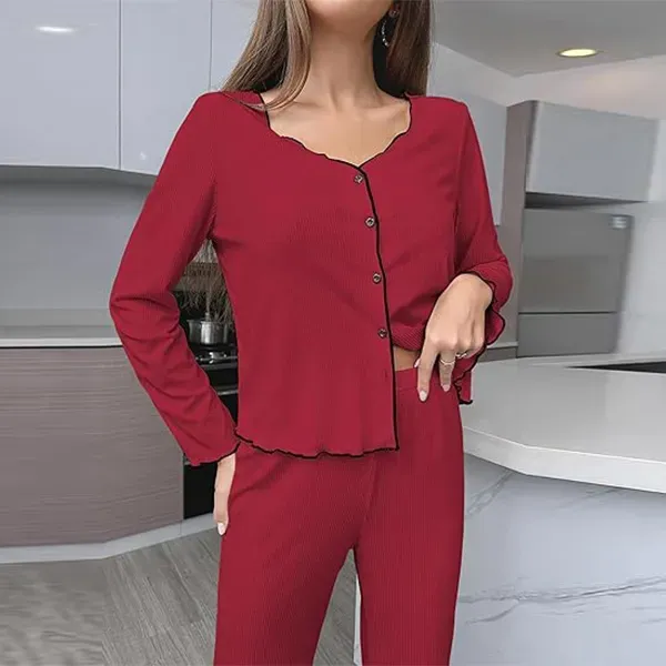 Cozy Women's Button-Up Pajama Set | Long Sleeve Loungewear