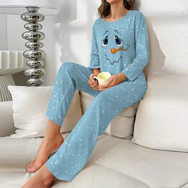 Cute Snowman Print Pajama Set | Dorbe UAE