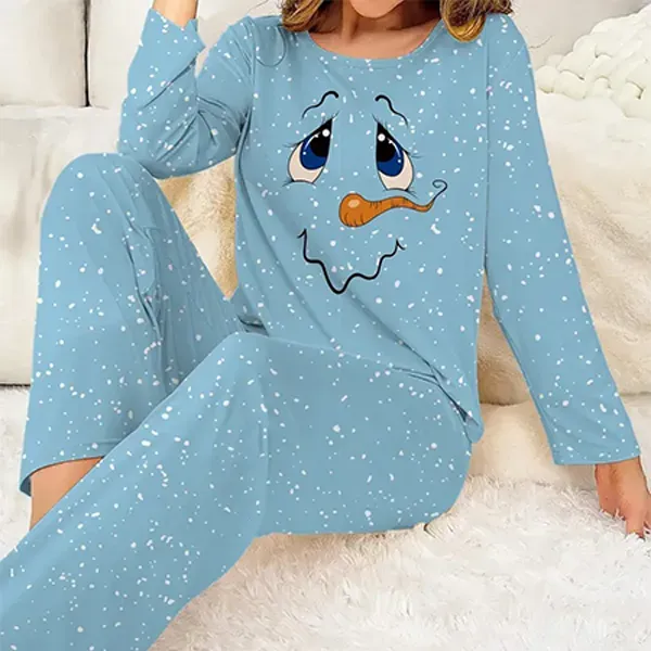 Cute Snowman Print Pajama Set | Dorbe UAE