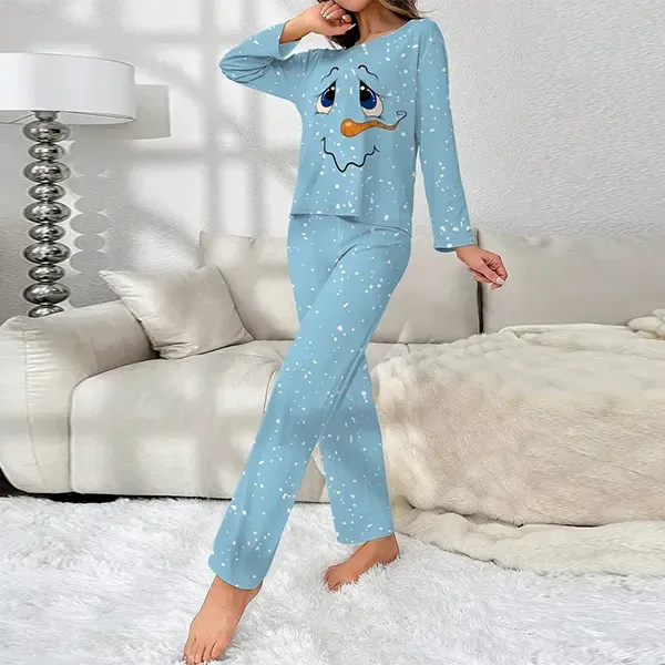 Cute Snowman Print Pajama Set | Dorbe UAE