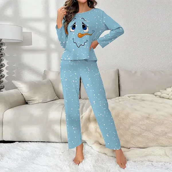 Cute Snowman Print Pajama Set | Dorbe UAE