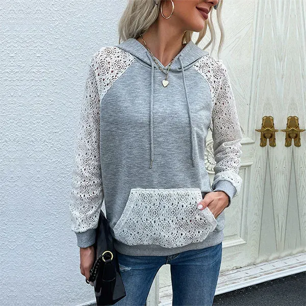 Thumbnail of Cozy Lace Sleeve Hoodie for Effortless Style