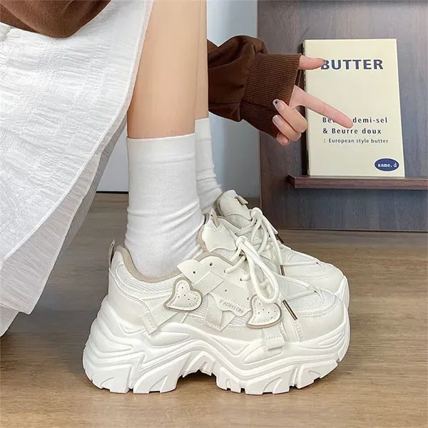 Chunky Sole Fashion Sneakers with Heart Details