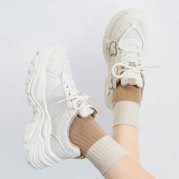 Chunky Sole Fashion Sneakers with Heart Details