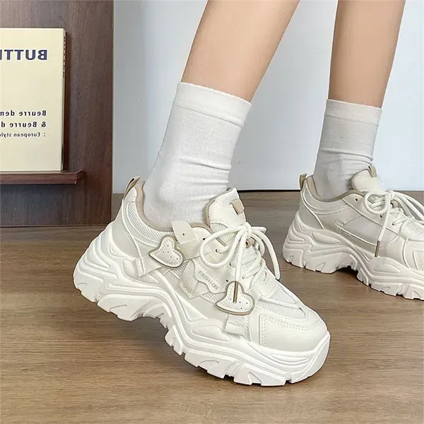 Chunky Sole Fashion Sneakers with Heart Details