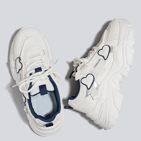 Chunky Sole Fashion Sneakers with Heart Details