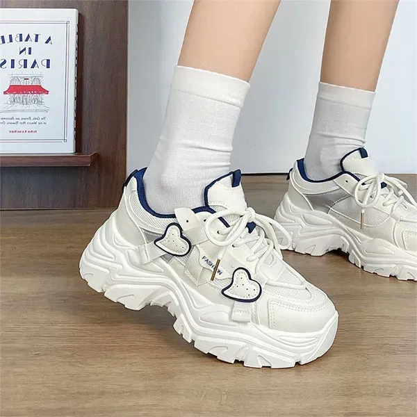 Chunky Sole Fashion Sneakers with Heart Details