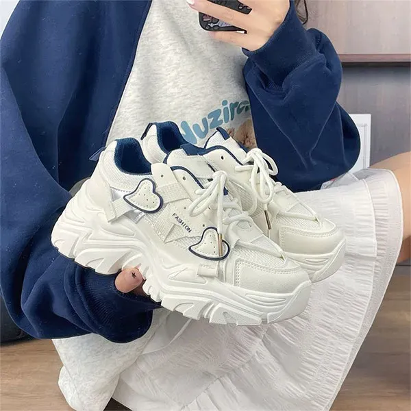 Chunky Sole Fashion Sneakers with Heart Details