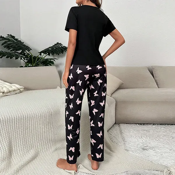 Butterfly Print Pajama Set for Women | Dorbe UAE