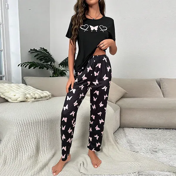 Butterfly Print Pajama Set for Women | Dorbe UAE