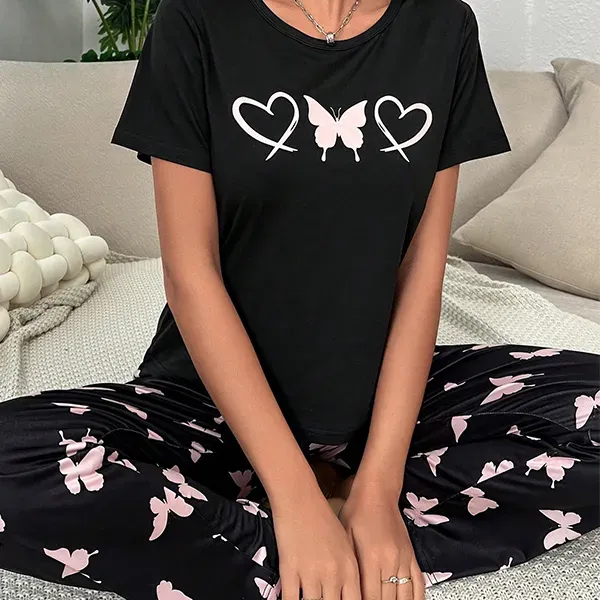 Thumbnail of Butterfly Print Pajama Set for Women | Dorbe UAE