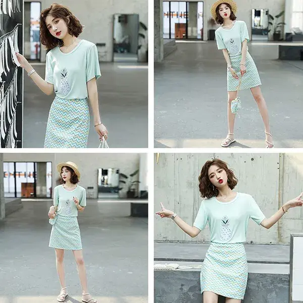 Chic Pineapple Print Skirt Set | Women's Casual Summer Outfit