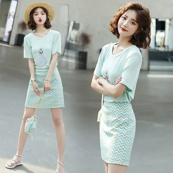 Chic Pineapple Print Skirt Set | Women's Casual Summer Outfit