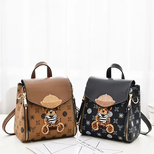 Thumbnail of Teddy Bear Patch Monogram Print Backpack