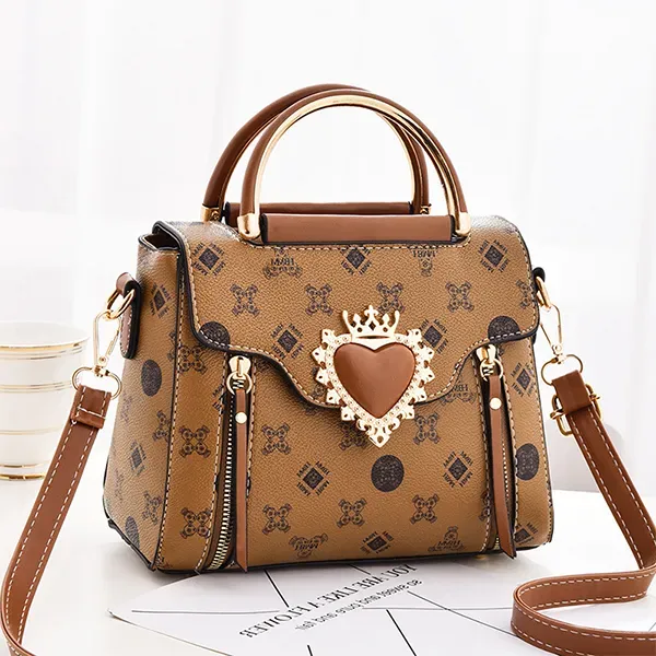 Thumbnail of Chic Faux Leather Zip Closure Women Handbag With Heart Detail