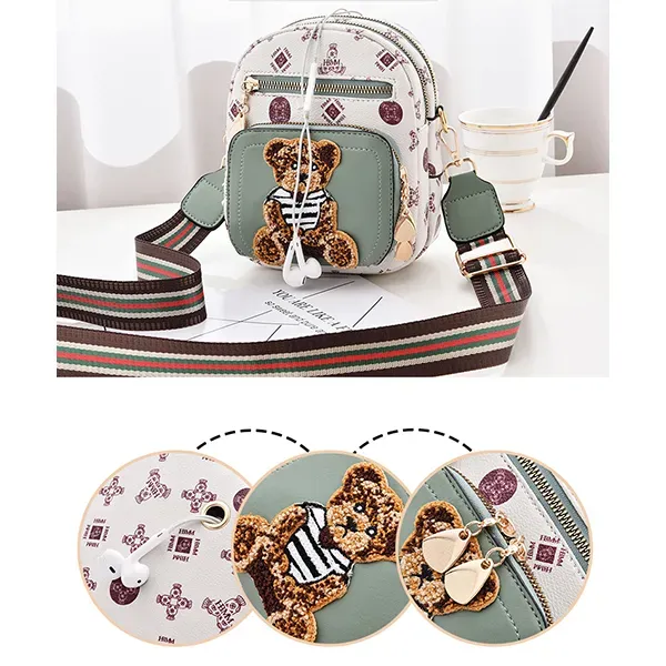 Cute Bear Pattern Mini Crossbody Bag