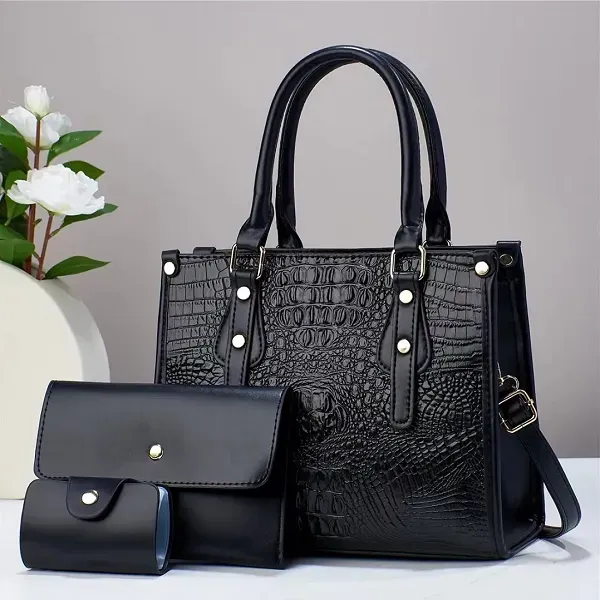 طقم شنط نسائية 3 قطع نقشة التمساح