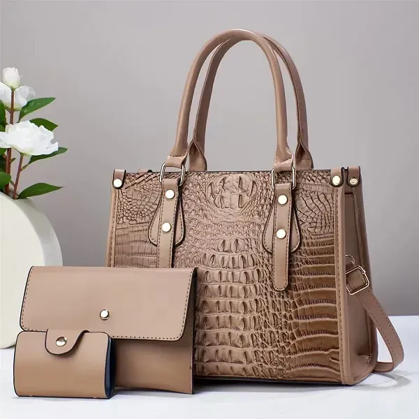طقم شنط نسائية 3 قطع نقشة التمساح