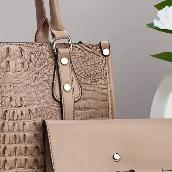 طقم شنط نسائية 3 قطع نقشة التمساح