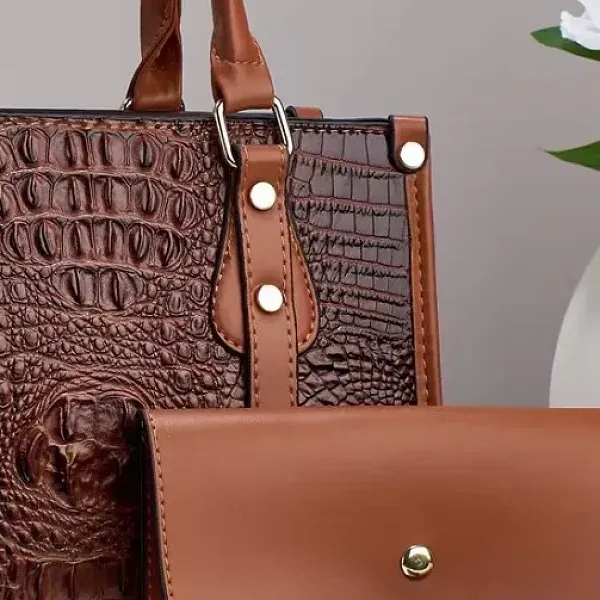 طقم شنط نسائية 3 قطع نقشة التمساح