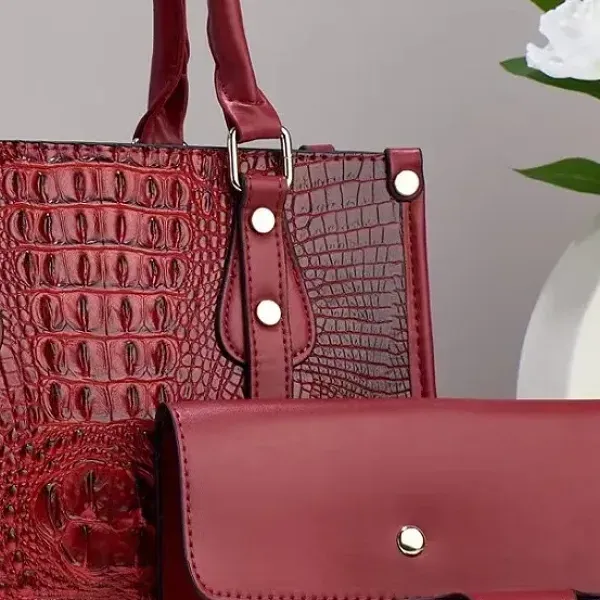 طقم شنط نسائية 3 قطع نقشة التمساح