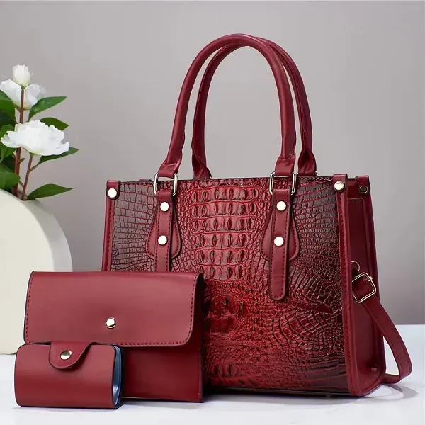 طقم شنط نسائية 3 قطع نقشة التمساح