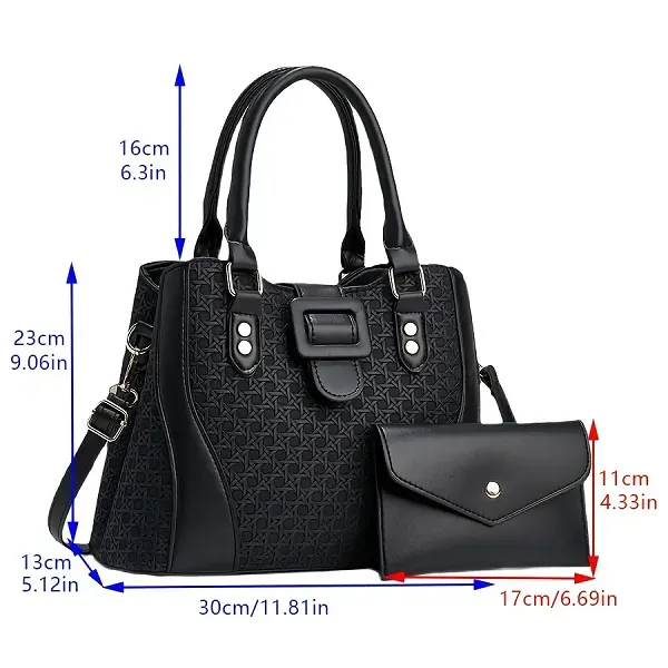 Thumbnail of Textured Woven Style Handbag and Pouch Set