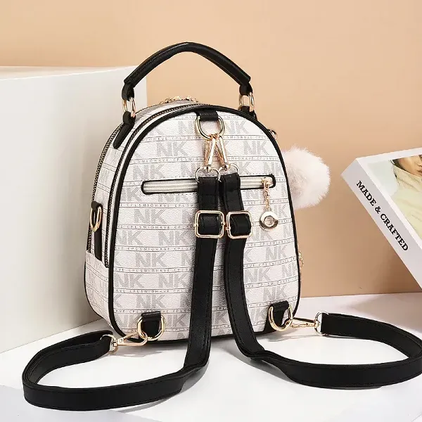 Stylish Alphabetic Pattern Zip Closure Adjustable Strap Women Mini Backpack