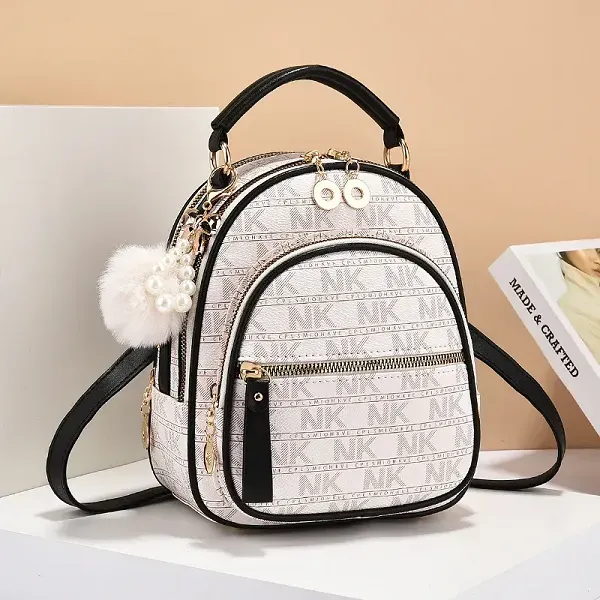 Stylish Alphabetic Pattern Zip Closure Adjustable Strap Women Mini Backpack