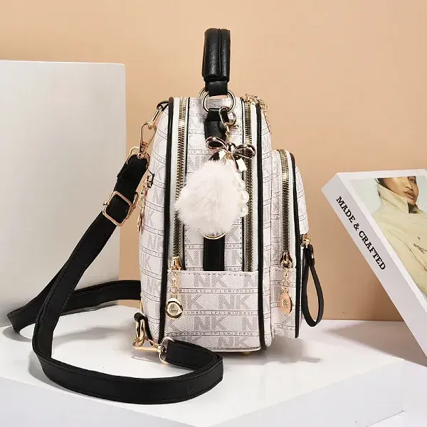 Stylish Alphabetic Pattern Zip Closure Adjustable Strap Women Mini Backpack