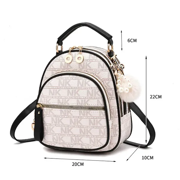 Stylish Alphabetic Pattern Zip Closure Adjustable Strap Women Mini Backpack
