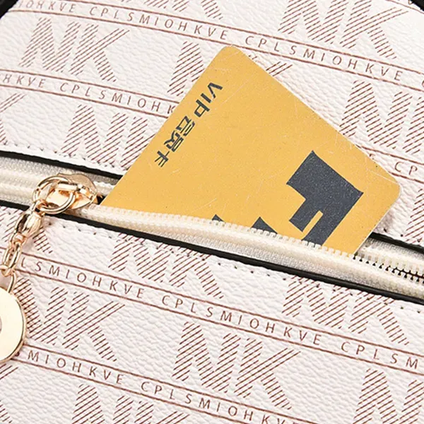 Stylish Alphabetic Pattern Zip Closure Adjustable Strap Women Mini Backpack