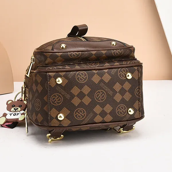 Thumbnail of Check Pattern Zip Closure Adjustable Strap Women Mini Backpack