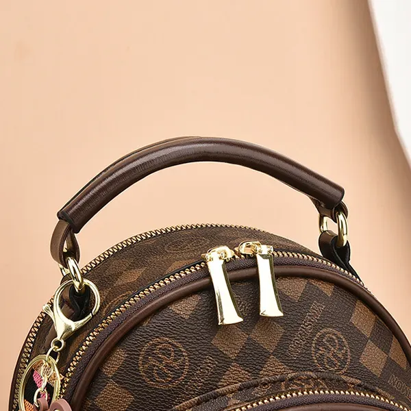 Check Pattern Zip Closure Adjustable Strap Women Mini Backpack