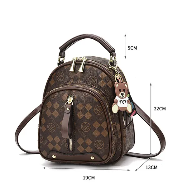 Thumbnail of Check Pattern Zip Closure Adjustable Strap Women Mini Backpack