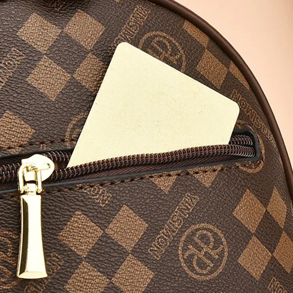 Thumbnail of Check Pattern Zip Closure Adjustable Strap Women Mini Backpack