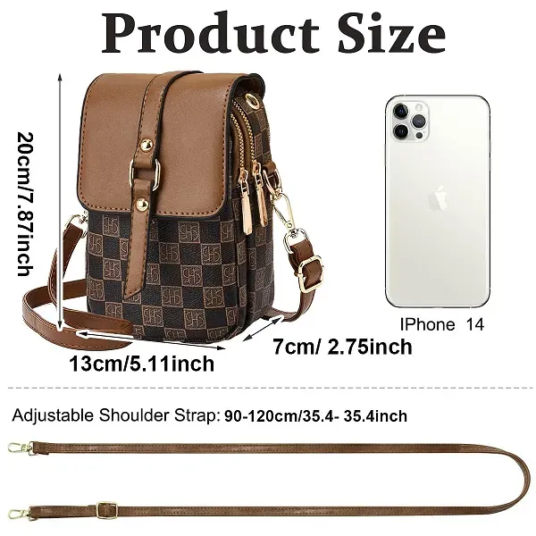 Thumbnail of Stylish Checkered Pattern Adjustable Strap Zip Closure Mini Crossbody Bag
