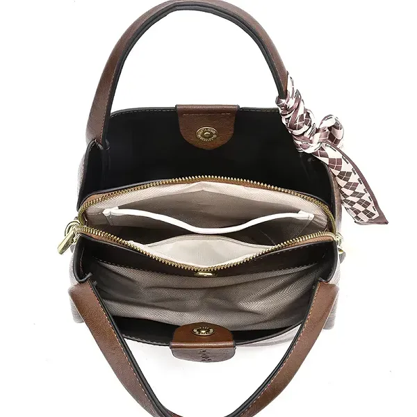 Stylish Leather Plain Pattern Adjustable Strap Fashionable Handbag