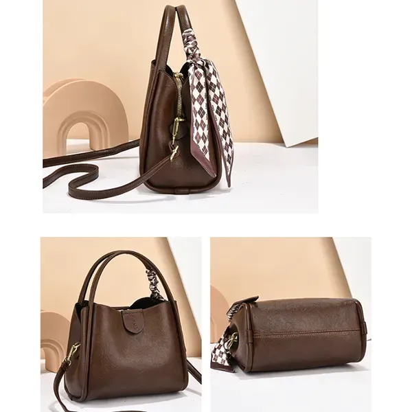 Thumbnail of Stylish Leather Plain Pattern Adjustable Strap Fashionable Handbag
