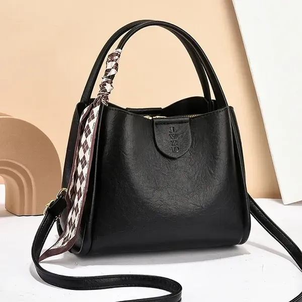 Thumbnail of Stylish Leather Plain Pattern Adjustable Strap Fashionable Handbag