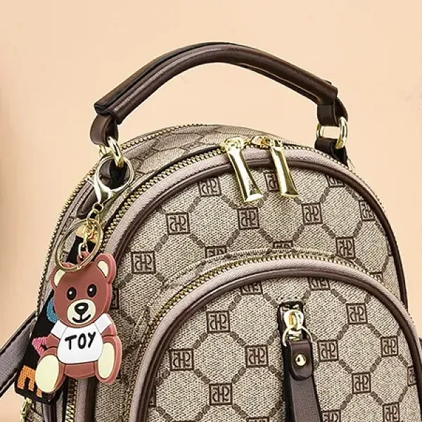 Thumbnail of Check Pattern Zip Closure Adjustable Strap Women Mini Backpack