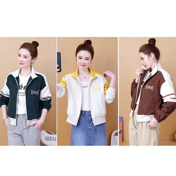 Casual Corduroy Zip-Up Jacket For Women
