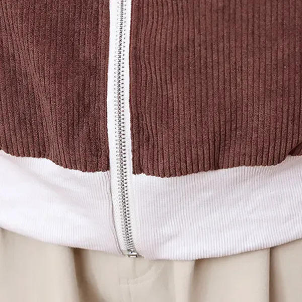 Casual Corduroy Zip-Up Jacket For Women