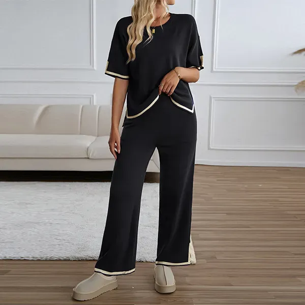 Striped Top and Wide Leg Pants Set