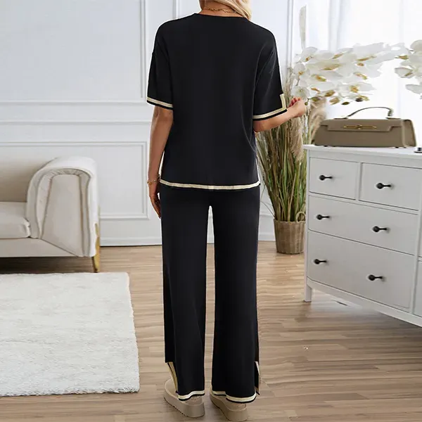 Striped Top and Wide Leg Pants Set