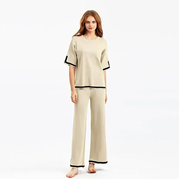 Striped Top and Wide Leg Pants Set